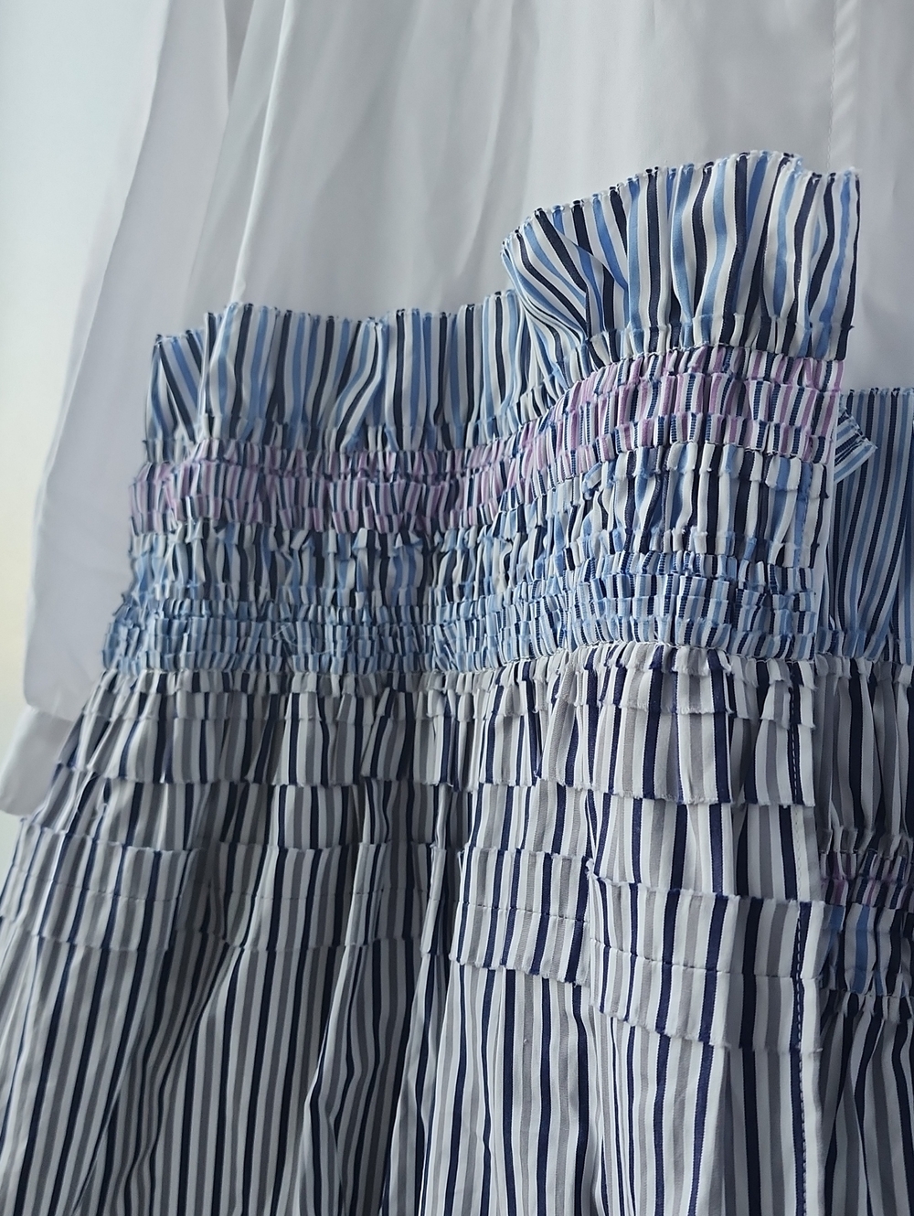 minki Smocked Pleated Uneven Hem Shirt Dress - Picture 5 of 11